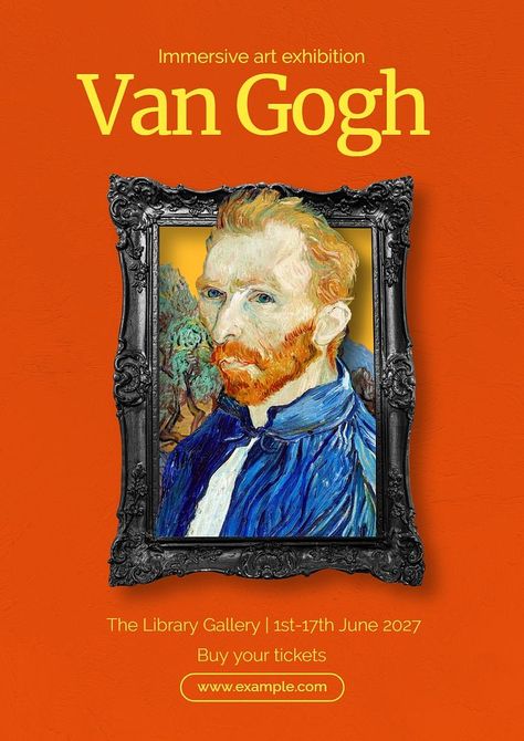 Van Gogh exhibition poster template, editable text and design | premium image by rawpixel.com / dunno design lab Double Exposure Art, Van Gogh Exhibition, Van Gogh Painting, Poster Idea, Creative Advertising Design, Art Exhibition Posters, Museum Poster, Van Gogh Paintings, Olive Trees