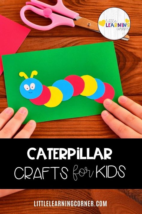 These easy and fun caterpillar crafts for preschool kids are great for The Very Hungry Caterpillar and Butterfly lessons. #caterpillars #craftsforkids #butterflies Catapillar Crafts Toddler, Caterpillar Art And Craft, Caterpillar And Butterfly Preschool Theme, Making A Caterpillar Craft, Easy Caterpillar Craft, Caterpillar And Butterfly Preschool, Caterpillar To Butterfly Craft, Caterpillar Craft Preschool, Butterfly Facts For Kids