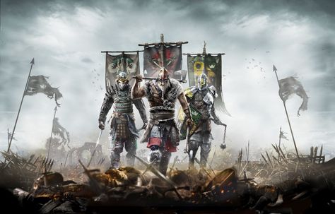 Knights standing near flag illustration #armor #samurai #flags #knight #Ubisoft #Viking For Honor #2K #wallpaper #hdwallpaper #desktop For Honor Samurai, For Honour Game, Honor System, Samurai Wallpaper, Warriors Wallpaper, Hack And Slash, Game Poster, K Wallpaper, 8k Wallpaper