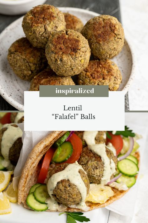 Inspiralized: Lentil “Falafel” Balls Lentil Falafel, Inspiralized Recipes, Falafel Balls, Eat Green, Falafel Recipe, Spiralizer Recipes, Veggie Burgers, Vegetarian Meal, Herbs And Spices