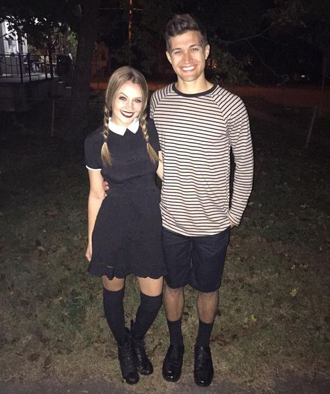 Andi Vogan on Instagram: “"This is my costume. I'm a homocidal maniac. They just look like everyone else." • • Wednesday & Pugsley Addams.” #couplescostume #halloween #costume Wednesday Addams And Pugsley Costume, Wednesday Addams Couple Costume, Kevin And Perry Fancy Dress, Wednesday And Pugsley, Wednesday Adams And Pugsley, Wednesday And Pugsley Costume, Wednesday Addams And Pugsley, Tyler In Wednesday Addams, Pugsley Addams