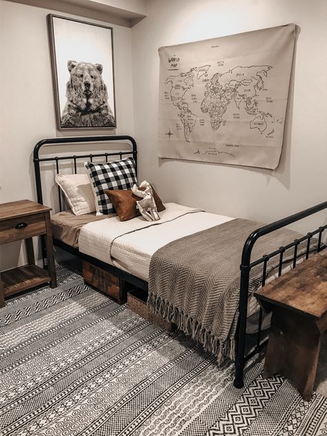 Boys Sharing Room Ideas, Toddler Room Makeover Boys, Farmhouse Toddler Boy Room, Country Boy Bedroom, Western Toddler Boy Room, Boys Industrial Bedroom Ideas, Boys Farmhouse Bedroom Ideas, Grey Bedding Bedroom Ideas, Boy Farmhouse Bedroom