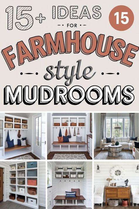 farmhouse mudroom ideas Farmhouse Mudroom Ideas Entryway, Farmhouse Mudroom Ideas, Mini Mudroom, Rustic Laundry, Built In Lockers, Farmhouse Mudroom, Rustic Laundry Rooms, Rustic Coat Rack, Mudroom Entryway