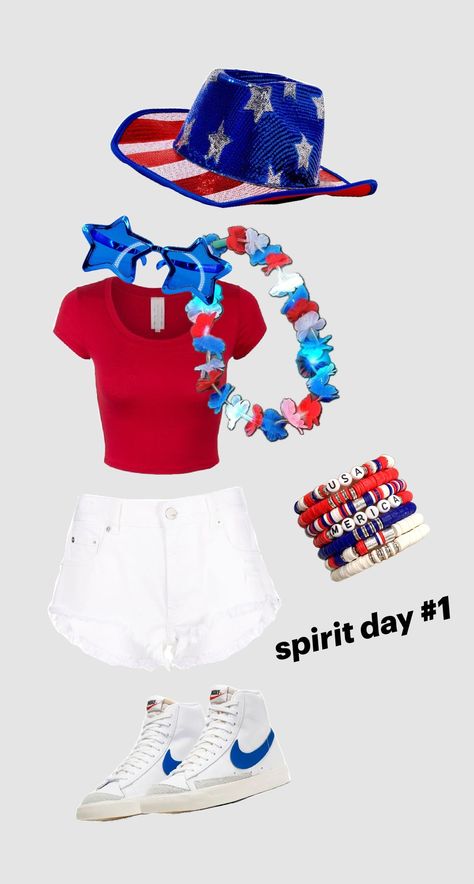 usa spirit day #usa #spirit #fitinspo #outfit #foryou Usa Day Spirit Week, Usa Spirit Day Outfit, Usa Day Spirit Week Outfit, Usa Spirit Day, Spirit Day Ideas, School Spirit Days, Spirit Day, Spirit Week Outfits, Outfit Layout