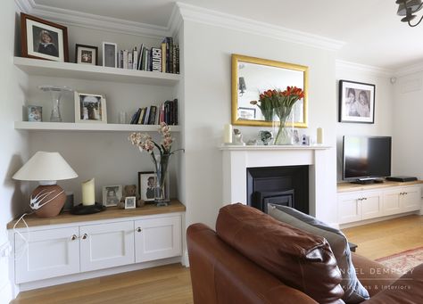 Fireplace Alcoves, Cork House, Alcove Ideas Living Room, Alcove Ideas, Shelving Units Living Room, Living Room Cupboards, Log Burner Living Room, Alcove Storage, Alcove Cabinets