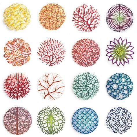 Meredith Woolnough, Mood Board Fashion Inspiration, Nature Studies, Study Cards, Coral Art, Coral Pattern, Free Motion Embroidery, Embroidery Threads, Creative Embroidery