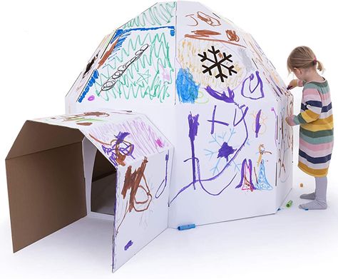 Cardboard Play Houses, Cardboard Igloo, Igloo House, Playhouse Kits, Cardboard Play, Cardboard Fireplace, Cardboard Playhouse, Cardboard Toys, Wooden Playset