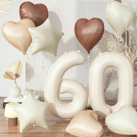 25th Birthday Balloons Set, Nude Brown Sand White Neutral Heart Balloon Decor, Cream Beige Tan Foil Number 25 Balloon Star Balloon for Women Men Birthday Anniversary Party Boho Decoration Supplies : Amazon.co.uk: Toys & Games Wedding Anniversary Party Decorations, 30 Balloons, Balloons Decor, Number 30, Wedding Anniversary Party, Anniversary Decorations, 25th Birthday, Heart Balloons, Anniversary Party