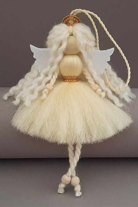 Macrame Art Doll, Wall Decor Ornament, Hanging Angel Guardian, Small Yarn Doll, Fairy Doll Angel Dolls Handmade, Macrame Dolls, Macrame Angel, Angel Guardian, Yarn Dolls, Doll Diy Crafts, Doll Diy, Angel Doll, Felt Decorations