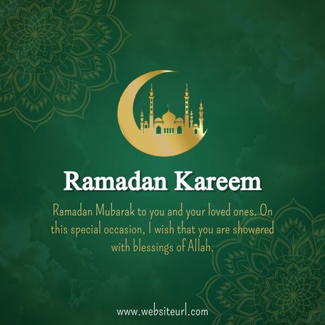 Ramadan Kareem Mubarak Wishes Template for Social Media Users. Ramadan Kareem Mubarak, Template For Social Media, Event Quotes, International Days, National Days, Flyer And Poster Design, Posters Design, Ramadan Mubarak, Online Ads