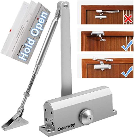 Onarway Automatic Door Closer Hold Open Size 3 Spring Hydraulic Door Closure Aluminum Alloy Body, for Residential and Commercial Use, for 45~60kg Door, Not Applies Parallel Installation - - Amazon.com Door Wedge, Open Range, Party Logo, Door Closer, Door Closers, Automatic Gate, Automatic Door, Fire Doors, Closed Doors