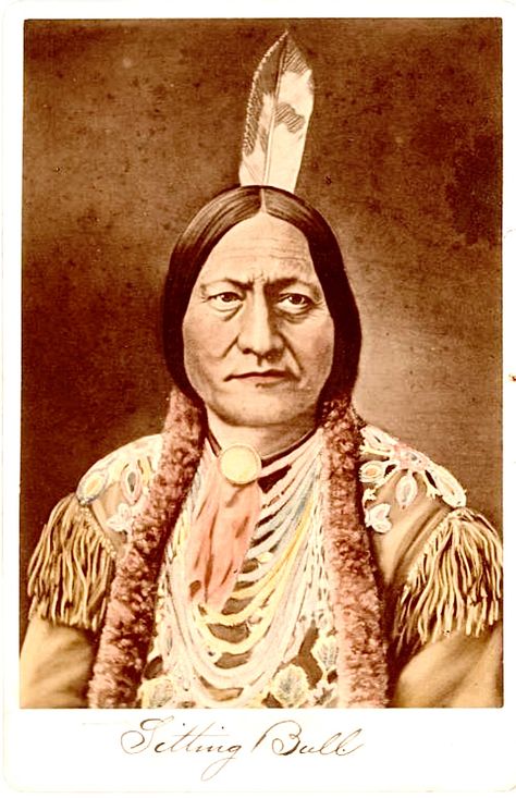 Colored cabinet card of Chief Sitting Bull (Tatanka Iyotanka/Tatanka Yotanka), Hunkpapa Lakota (Hunkpapa Sioux), ca. 1831-1890. Part of a series called "Colored Cabinets of Noted Indians" published by F. Jay Haynes & Bro. in Saint Paul, Minnesota. NMAI.AC.317, Item P19432. Date: circa 1899; F. Jay Haynes and Brothers colored cabinet cards. National Museum of the American Indian Archives Center, Smithsonian Institution. Colored Cabinet, Chief Sitting Bull, Colored Cabinets, Saint Paul Minnesota, American Quotes, Sitting Bull, Cabinet Cards, Native American Quotes, Native American Peoples