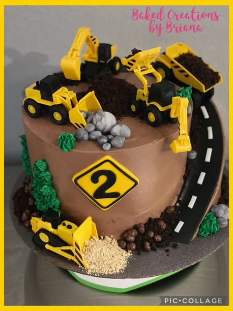 Digger Birthday Cake, Construction Theme Cake, Digger Cake, Construction Birthday Cake, Toddler Birthday Cakes, Second Birthday Cakes, Truck Birthday Cakes, Cars Birthday Cake, Construction Cake