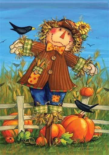 Scarecrows For Garden, Image Halloween, Fall Garden Flag, Fall Scarecrows, Autumn Painting, Fall Pictures, Autumn Art, Autumn Garden, Painted Pumpkins