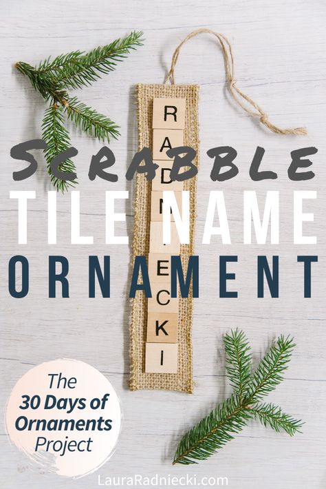 Looking for personalized handmade Christmas gift ideas? Here is an easy tutorial showing how to make a DIY Scrabble tile name ornament craft. You can personalize it with someone's name or you could make a festive one with a word for the holidays, like NOEL or MERRY! #scrabbletiles #ornament #Christmas #DIY #lauraradniecki Diy Scrabble, Handmade Christmas Gift Ideas, Twine Crafts, Free Printable Crafts, Footprint Crafts, Ornament Craft, Winter Decorations Diy, Fun Ornaments, Scrabble Tiles