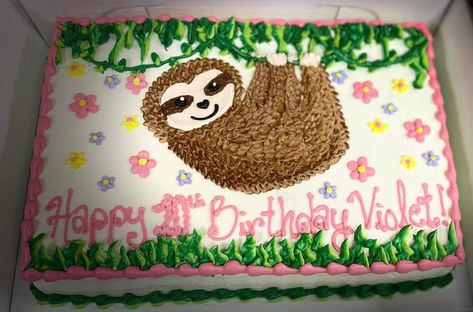 Sloth Birthday Cake Ideas, Sloth Sheet Cake, Sloth Birthday Cake, Sloth Cake, Sloth Cakes, Sloth Party, Animal Birthday Cakes, Sloth Birthday, Birthday Sheet Cakes