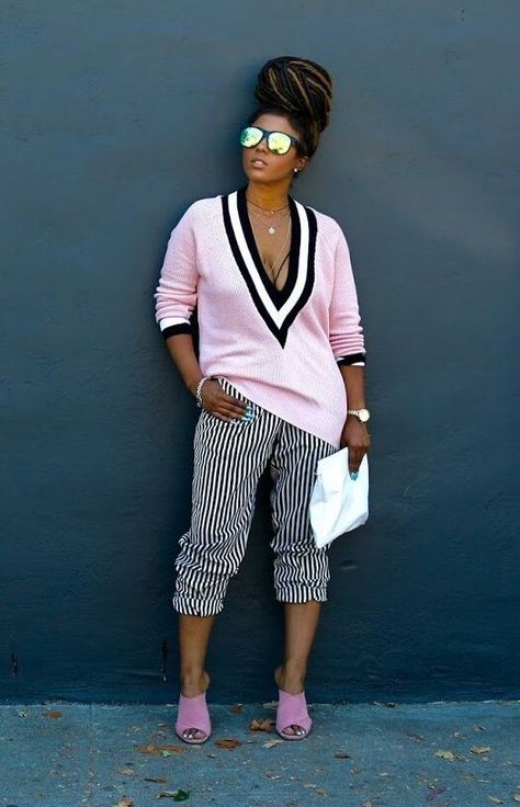 Bf Jeans, Ethno Style, Black Women Fashion, Maxi Skirts, Striped Pants, Grunge Outfits, Women Style, Look Fashion, Chic Outfits