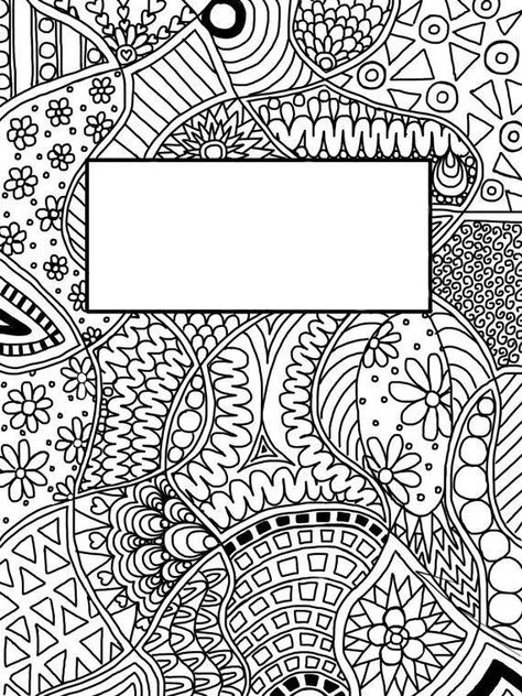 School Binder Covers, Binder Cover Templates, School Book Covers, Doodle Pages, Binder Cover, Art Therapy Activities, Adult Coloring Book Pages, Binder Covers, Cover Template