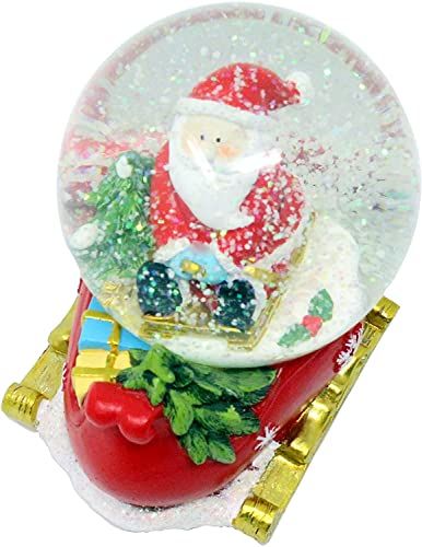 Celebright Christmas Musical Snow Globe - Plays 8 Songs Including Jingle Bells & Lights Up with Changing LED Colours - Large 14cm (Santa on a Sleigh Base) Santa On His Sleigh, Classic Christmas Songs, Christmas Lodge, Christmas Reindeer Decorations, Musical Snow Globes, Christmas World, Christmas Musical, Reindeer Decorations, Christmas Snow Globes