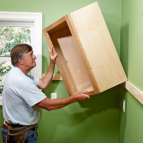 Professional Tips for Efficient and Pain-Free Cabinet Installation | Family Handyman How To Install Kitchen Island, Kitchen Cabinet Installation, Install Cabinets, Island Cabinets, Installing Kitchen Cabinets, Traditional Kitchen Cabinets, Cabinet Installation, Building Kitchen Cabinets, Diy Cabinet Doors