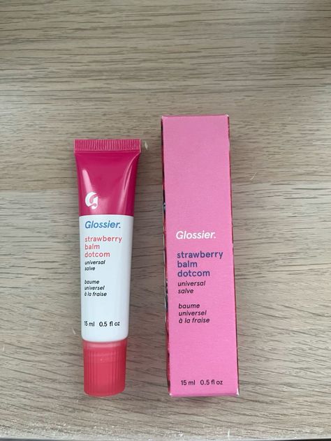 Strawberry balm dot com Strawberry Balm Dot Com, Balm Dot Com Glossier, Balm Dot Com, Bday Vibes, Glossier Balm, Makeup Pinterest, Lips Gloss, Dream Wishlist, Lip Balm Collection