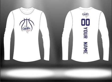 Long sleeve shooting shirt with players name and number on back, dry fit material Basketball Warm Up Shirts, Basketball Shooting, Basketball Shirts, Central Texas, Shirt Ideas, On Back, Basketball, Texas, Long Sleeve