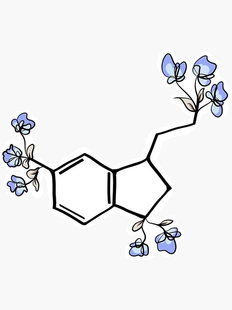 "blue - serotonin molecule chemistry organic flower floral cherry blossom sticker" Sticker for Sale by bioinformartist | Redbubble Orgo Chem Aesthetic, Cute Chemistry Stickers, Molecules Drawing, Organic Chemistry Art, Chemistry Stickers, Biotechnology Art, Cherry Blossom Sticker, Organic Chemistry Notes, Chemistry Organic