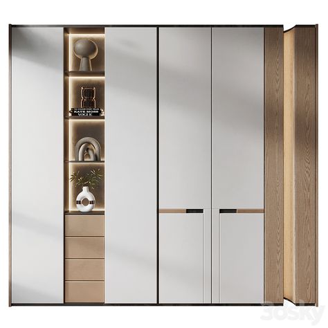 Furniture composition 706 - Wardrobe & Display cabinets - 3D model Storage Wardrobe Ideas, Unique Wardrobe Design, Contemporary Wardrobe Design, Dressing Cabinet, Foyer Cabinet, Wardrobe Display, Modern Wardrobe Design, Display Cabinet Design, Wardrobe Design Ideas