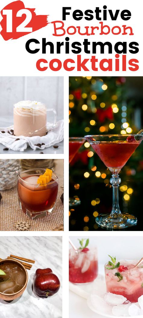 Christmas Bourbon Cocktails. This list of amazing Holiday cocktails with Bourbon are perfect for your Christmas parties. If you love fancy Christmas cocktails then this list has everything you need Christmas Bourbon Cocktails, Cocktails With Bourbon, Drinks With Alcohol, New Years Cocktail, Best Christmas Cocktails, Festive Holiday Drinks, Fancy Christmas, Bourbon Cocktails, Christmas Cocktails