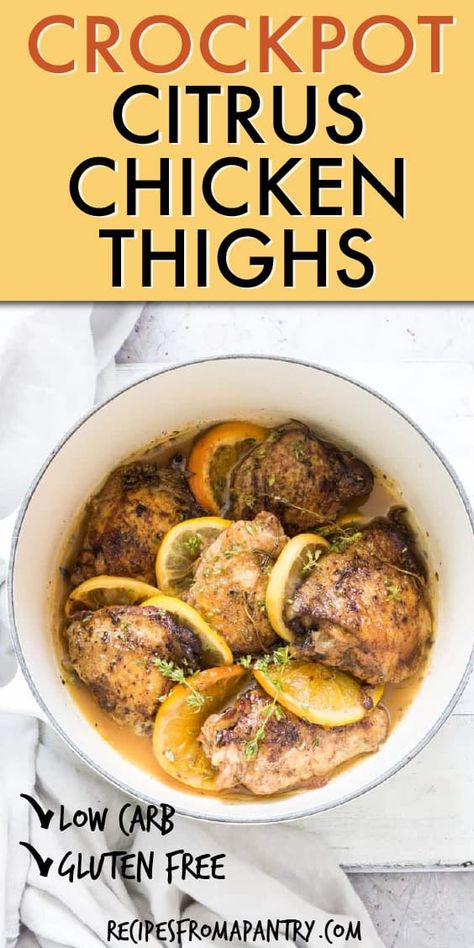 Lemon Crockpot Chicken, Lemon Crockpot, Chicken Slowcooker, Walnut Chicken Recipe, Chicken Entree, Crockpot Chicken Thighs, Slow Cooker Chicken Thighs, Slow Cooker Dinner Recipes, Chicken Thighs Recipe