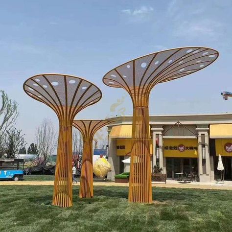 outdoor metal tree sculpture Yellow metal tree for decortion Abstract Tree Sculpture, Garden Art Sculptures Statues, Turbulent Flow, Metal Tree Sculpture, Bamboo Building, Architecture Drawing Presentation, Tree Structure, Bamboo Structure, Outdoor Garden Statues