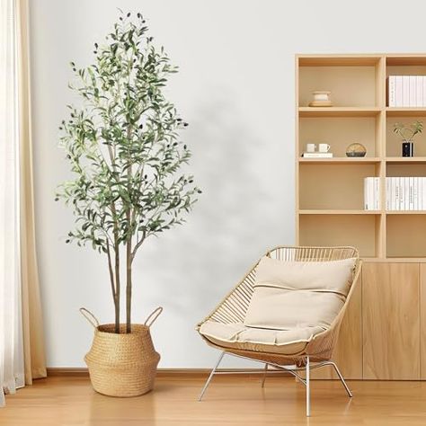 Fake Olive Tree, Living Room Floor Decor, Artificial Olive Tree, Artificial Plants Indoor, Faux Olive Tree, Wood Trunk, Living Room Floor, Home Office Living Room, Silk Plants