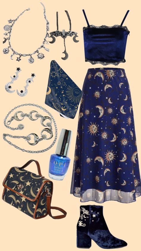 Blue space Whimsigoth outfit Outfit Shuffles, Space Outfit, Witch Fashion, Witchy Fashion, Blue Space, Witch Outfit, Whimsical Fashion, Swaggy Outfits, Hippie Outfits