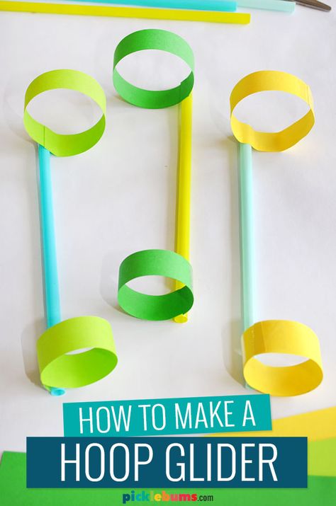 How to Make A Hoop Glider with Experimentary - Picklebums Diy Stem Activities, Airplane Science Project, Science Paper Crafts, Simple Art Activities For Preschoolers, Straw Airplane Craft, Hands On Science Experiments For Kids, Back To School Library Crafts, Simple Paper Airplanes, Simple Stem Activities Preschool