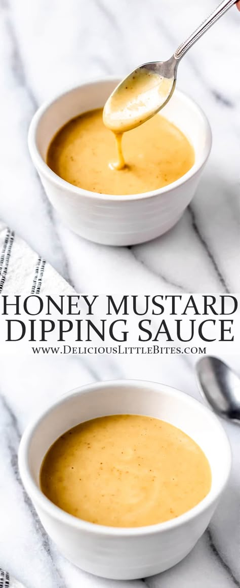 Honey Mustard Dipping Sauce is the perfect compliment to crispy chicken tenders, fresh vegetables and so much more. Make this easy, tasty sauce in less than 5 minutes with just 4 ingredients. | #honeymustard #sauce #dippingsauce Mustard Sauce For Chicken, Spicy Honey Mustard, Honey Mustard Sauce Recipe, Honey Mustard Dip, Honey Mustard Recipes, Dipping Sauces For Chicken, Mustard Dip, Honey Mustard Dipping Sauce, Homemade Honey Mustard