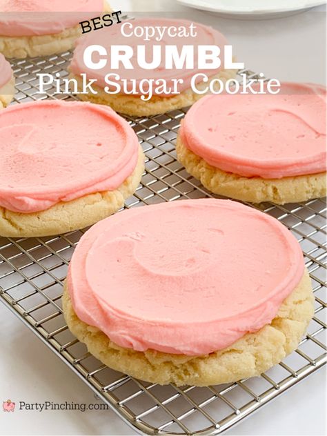 Crumble Sugar Cookie Recipe, Crumbl Pink Sugar Cookie, Homemade Crumbl Cookies, Copycat Crumble, Pink Sugar Cookie Recipe, Pink Sugar Cookies, Crumble Cookie Recipe, Crumble Cookie, Crumble Cookies