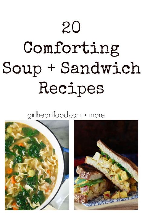 Looking for easy back to school recipes? Or comfort food for cooler fall days? Check out this delicious round-up of 20 soup and sandwich recipes - there's sure to be something for everyone! #soupandsandwiches #sandwichrecipes #souprecipes #comfortfood #backtoschoolrecipes Soup Sandwich, Weekend Lunch, Comforting Soup, Easy Meal Ideas, Simple Sandwiches, Lunch Date, Recipe Roundup, Soup And Sandwich, Easy Soups