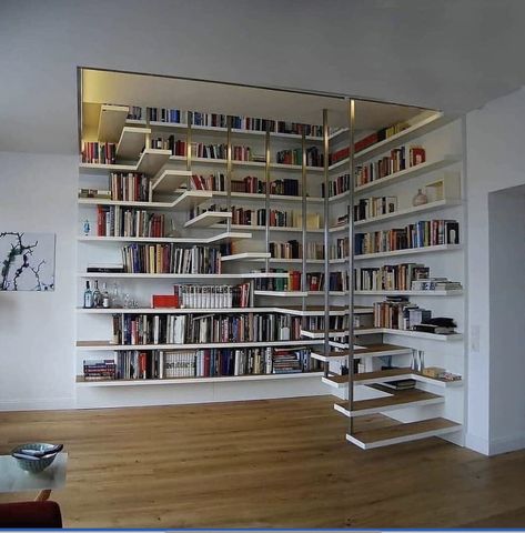 Home Library Home Library Design, Stair Case, Interior Stairs, Library Design, Style At Home, Staircase Design, Stairs Design, Home Library, Dream House Decor