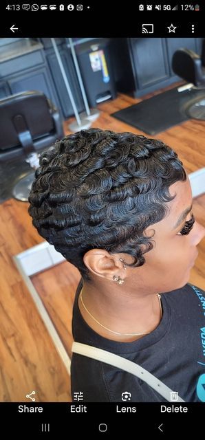 JaySlay on Instagram: "#clientselfie #shorthair #shorthairstyles #fyp #reels #reel #pixiecut #pixie  #waves #fingerwaves  #hairgoals" Pixie Haircut Styles Black Women, Fingerwaves For Black Women, Fingerwaves Hairstyles, Fingerwaves Short Hair Black, Soft Waves Short Hair, Finger Waves Black Hair, Finger Waves Natural Hair, Pixie Waves, Pixie Hairstyles For Black Women