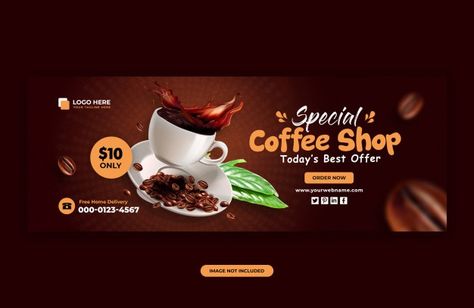 Banner template for coffee sale for soci... | Premium Psd #Freepik #psd #banner #food #sale #coffee Coffee Banner Design, Banner Coffee, Coffee Banner, Promo Banner, Coffee Advertising, Coffee Sale, Coffee Pack, Store Banner, Mens Haircut