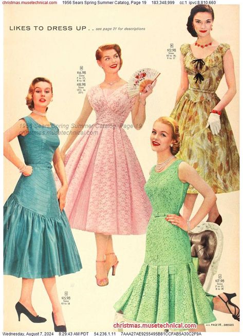 1956 Sears Spring Summer Catalog, Page 19 - Catalogs & Wishbooks 1956 Fashion Women, 1950s Formal Fashion, Early 1950s Fashion, 1950s Fashion Magazine, Late 1950s Fashion, 1950s Womens Fashion, Vintage 50s Fashion, 1954 Fashion, 1955 Fashion