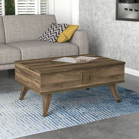 With its unique design, this coffee table is a must-have for your elegant home. Tee Table Design, Tee Table, Multipurpose Table, Simple Furniture, Walnut Coffee Table, Living Room Coffee Table, Coffee Table With Storage, Menu Furniture, Elegant Homes