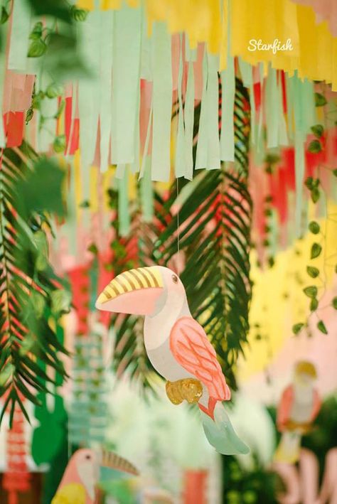 Hanging Tropical Bird from a Tropical Flamingo Birthday Party on Kara's Party Ideas | KarasPartyIdeas.com (6) Tropical Flamingo Birthday Party, Bird Pillows, Girl Birthday Party Ideas, Toddler Girl Birthday Party, Teenager Party, Bird Birthday Parties, Tropical Birthday Party, Flamingo Cake, Tropical Party Decorations