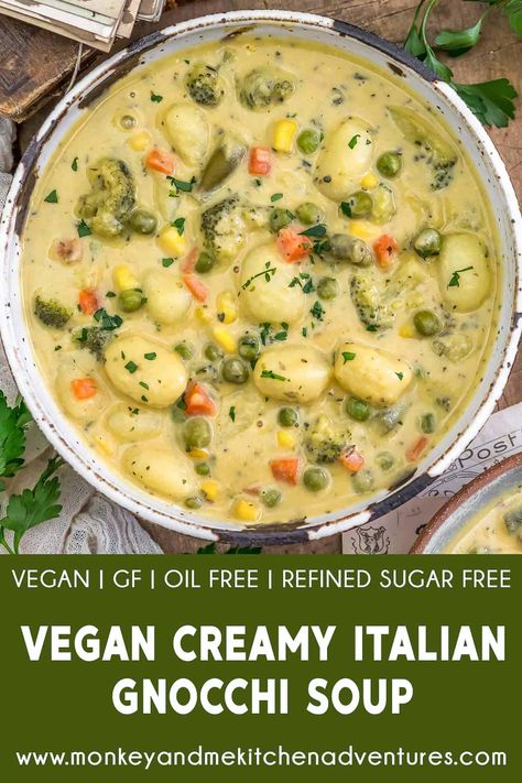 Italian Gnocchi Soup, Gallbladder Recipes, Italian Gnocchi, Gnocchi Recipes Soup, Monkey And Me Kitchen Adventures, Monkey And Me, How To Cook Gnocchi, Plant Based Soups, Gnocchi Soup