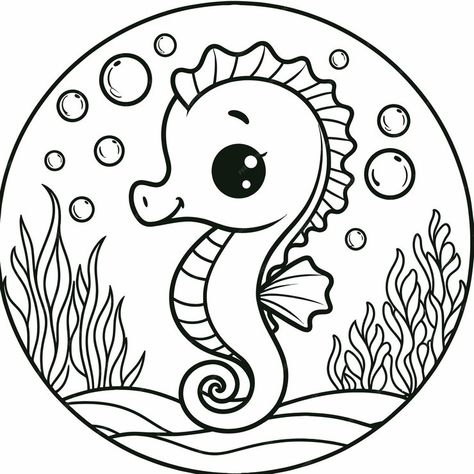 A cartoon drawing of a seahorse with the title quot sea quot | Premium AI-generated vector Seahorse Drawing, Cartoon Drawing, A Cartoon, Cartoon Drawings, Turtles, Painting Ideas, Graphic Resources, Coloring Pages, Clip Art