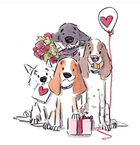 Cute Animal Illustration, Sleep Well, Greeting Card Set, Dog Illustration, Dog Drawing, Dog Birthday, Drawing Tutorials, Animal Illustration, Dog Art