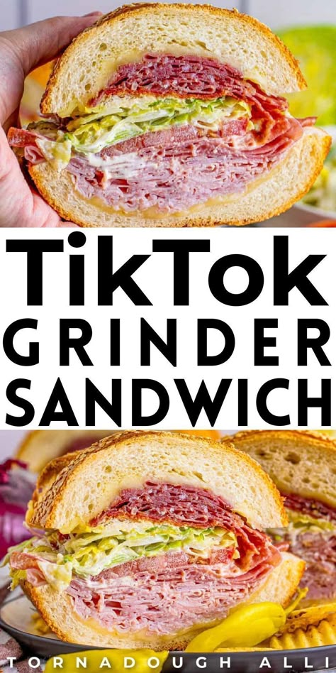 Tiktok Grinder Sandwich, Tiktok Grinder, Grinder Sandwiches, Grinder Sandwich, Sandwhich Recipes, Deli Sandwiches, Sub Sandwiches, Sandwiches And Wraps, Deli Meat