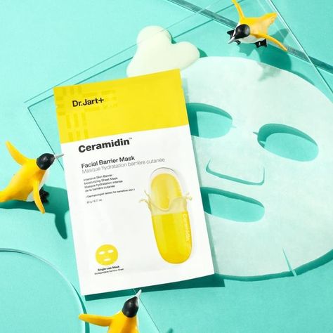 By now we all know the importance of protecting our skin barrier to keep our complexion in its healthiest state, so Dr. Jart+ is helping us do just that. Its new mask is part of the brand's Ceramidin Collection revamp that includes a reformulation to include new ingredients, such as panthenol, and optimized with its proprietary complex featuring five types of ceramides. To get the most from this biodegradable mask, apply it onto cleansed skin and leave it on for up to 20 minutes. Face Mask Sheet, Mask Photography, Hydrating Skin, Facial Sheet Mask, Dr Jart, Lip Scrubs, Mask Sheet, Skin Care Range, Body Scrubs