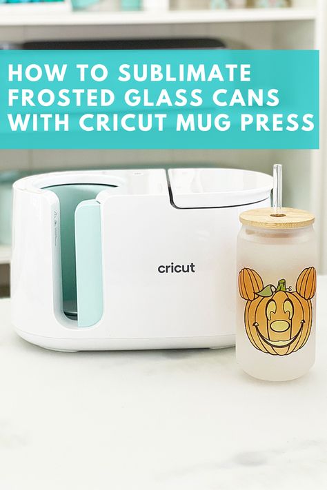 How to Sublimate Frosted Glass Cans with Cricut Mug Press - Do you want to learn how to sublimate frosted glass can tumblers with the Cricut Mug Press? Check out this easy-to-follow tutorial my Michelle's Party Plan-It. #cricutmade #cricutcreated How To Make Glass Cups With Cricut, Cricut Mug Press Tumbler, How To Sublimate Glass Beer Can, How To Make Glass Tumblers, Sublimation On Glass Mugs, How To Sublimate On Glass Cups, Frosted Sublimation Tumbler, Frosted Glass Sublimation Designs, Glass Can Sublimation Ideas