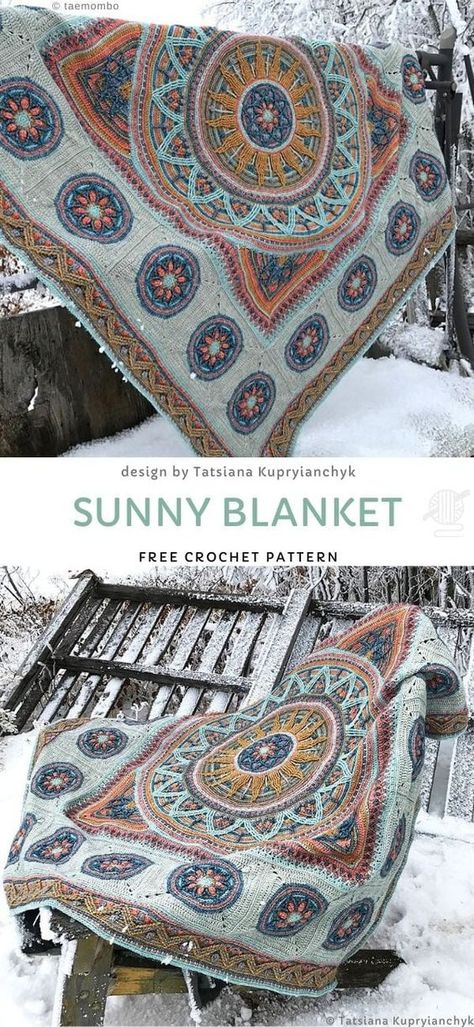 Crochet Borders For Blankets, Motifs Afghans, Crochet Throws, Mandala Blanket, Crochet Throw Pattern, Intricate Crochet, Crochet Blanket Afghan, Manta Crochet, Crochet Patterns Free Blanket